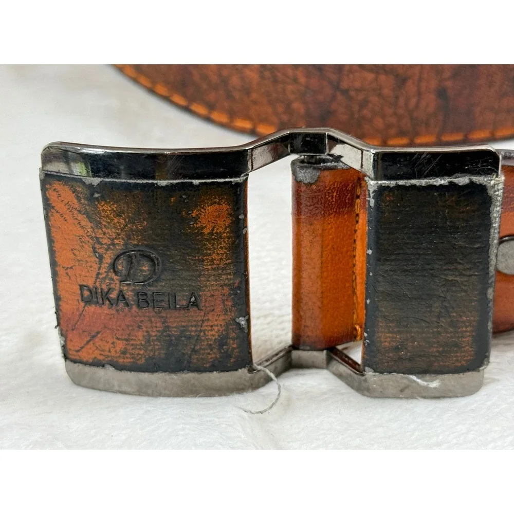 Dika Bella Men's Brown Leather Belt 42 Distressed Western Rustic Buckle